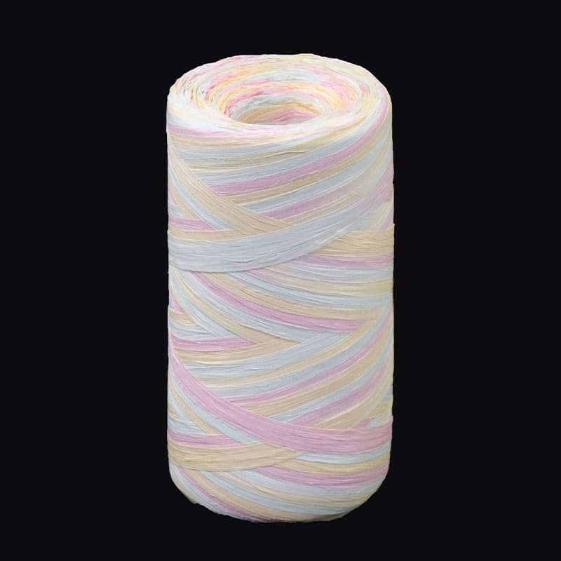ALLWSLucky 393 Feet Colored Raffia Paper Ribbon, Colorful Pattern Packing Paper String Section Dyeing Raffia Ribbon for Gift Wrapping and DIY Decoration (Pink2) - Image 1